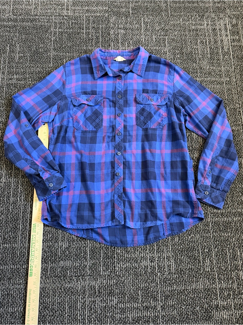 Duluth Trading Co Womens Red & Blue Plaid Flannel Shirt Button-Up Long Sleeve XL